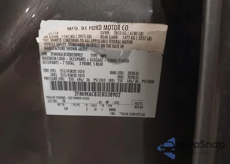 2014 Ford Flex Sel from USA, damaged, VIN 2FMHK6C83EBD38902